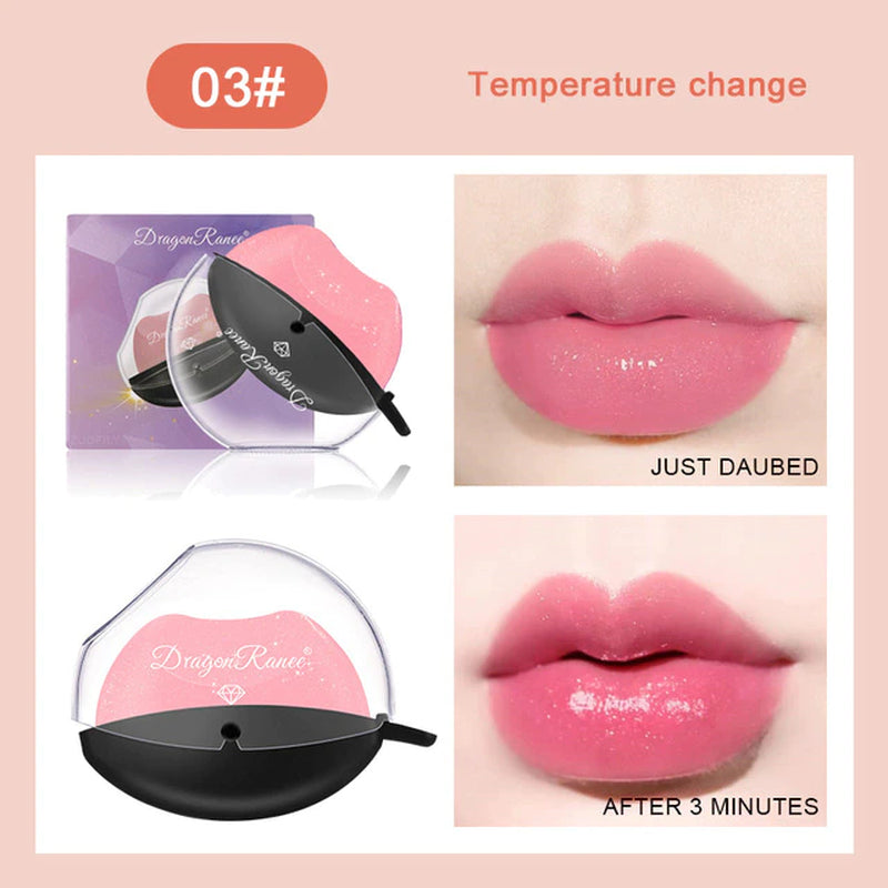 Lip-Shaped Lipstick Makeup Temperature Color Changing Lazy Lipstick Velvet Matte Moisturizing Lip Gloss Waterproof Non-Stick Cup