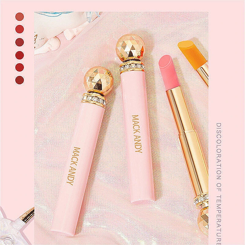 Lovely Peach Lip Balm Lipstick Crystal Temperature Color Change Lip Oil Non-Stick Cup Lipgloss Anti-Wrinkle Moisture Lip Makeup