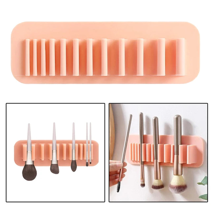 Silicone Wall Mount Makeup Brush Holder Storage Stand Hanger Case Organizer Thin Paint Brush Drying Art Rack Suction Cup