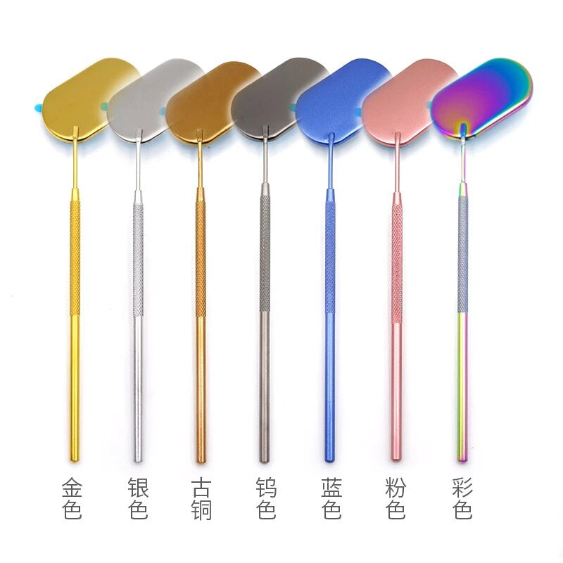 1 Pc Multi Colors Stainless Steel Multifunction Checking Oval Lash Mirror Eyelashes Extension Beauty Makeup Portable Mirror Tool