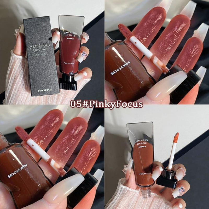 Black Mirror Water Lip Glaze High Gloss Moisturizing Sexy Red Lip Tint Lipstick Makeup Longlasting Color Non-Stick Cup Lip Gloss