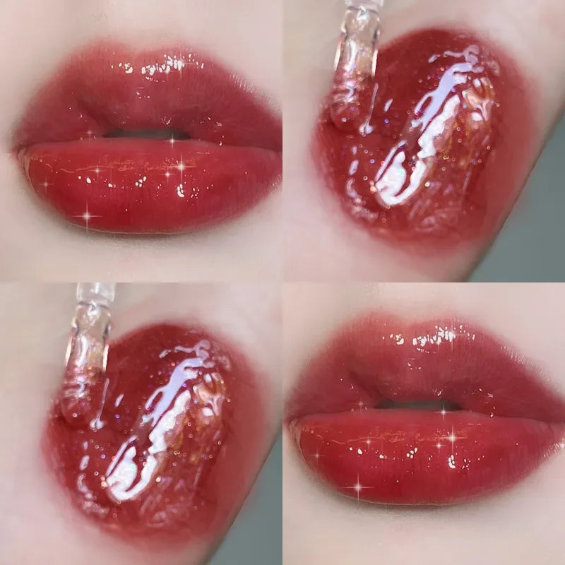 Mirror Water Lip Gloss Water Glossy Lip Glaze Transparent Lip Oil Lasting Liquid Lipstick Clear Glitter Primer Hydrating Plump