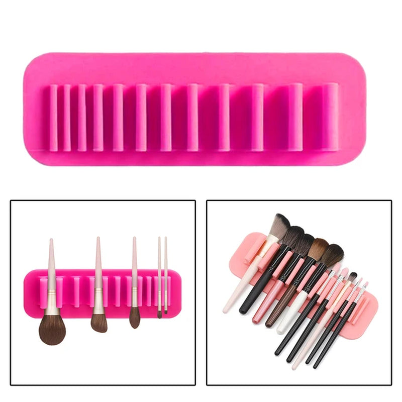 Silicone Wall Mount Makeup Brush Holder Storage Stand Hanger Case Organizer Thin Paint Brush Drying Art Rack Suction Cup