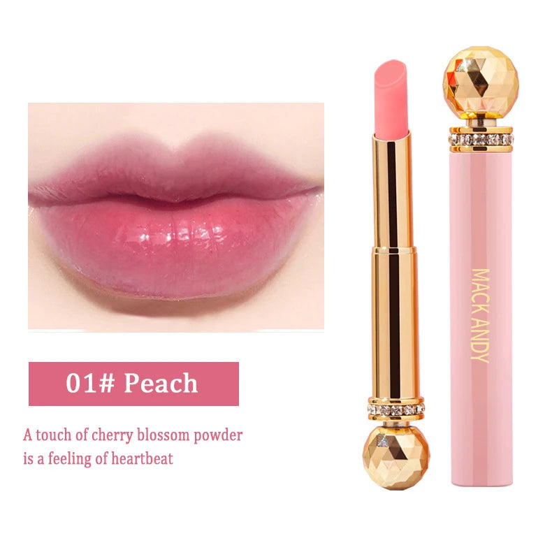 Lovely Peach Lip Balm Lipstick Crystal Temperature Color Change Lip Oil Non-Stick Cup Lipgloss Anti-Wrinkle Moisture Lip Makeup