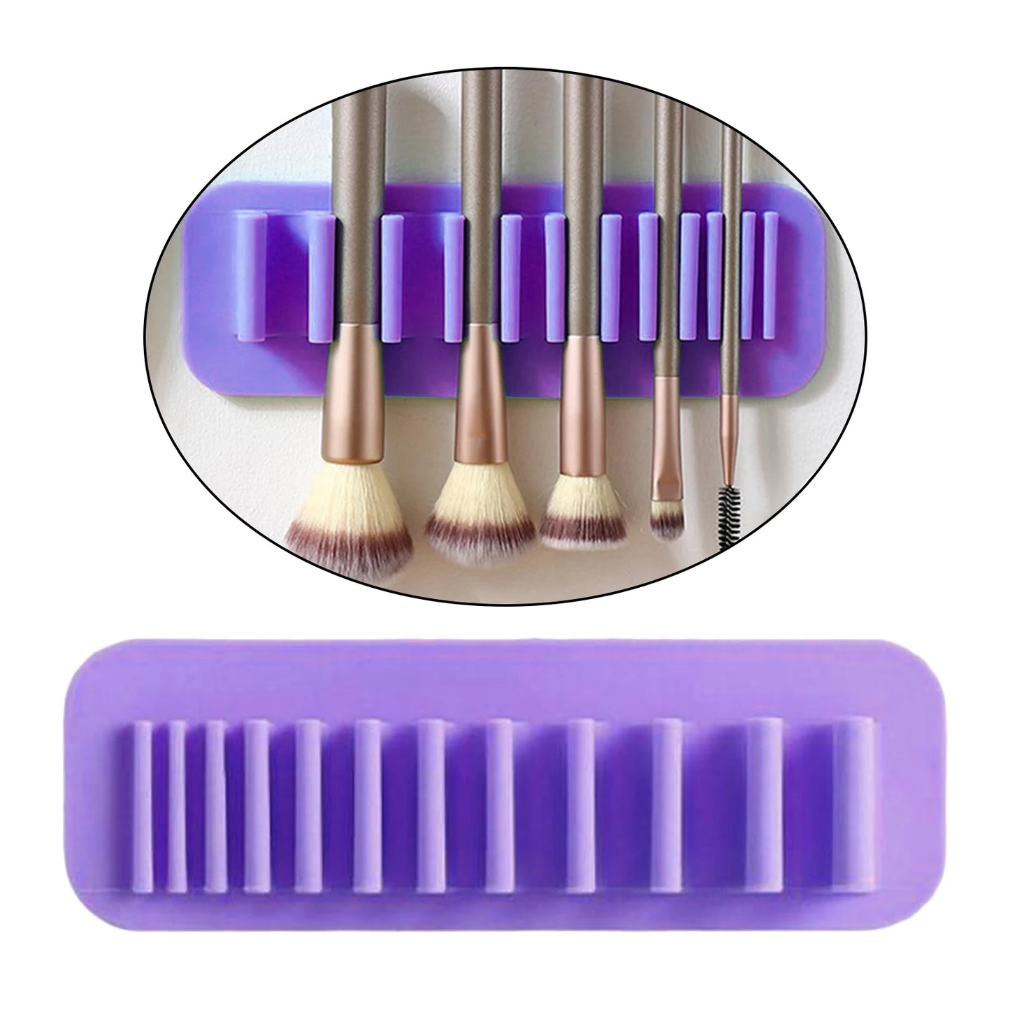 Silicone Wall Mount Makeup Brush Holder Storage Stand Hanger Case Organizer Thin Paint Brush Drying Art Rack Suction Cup