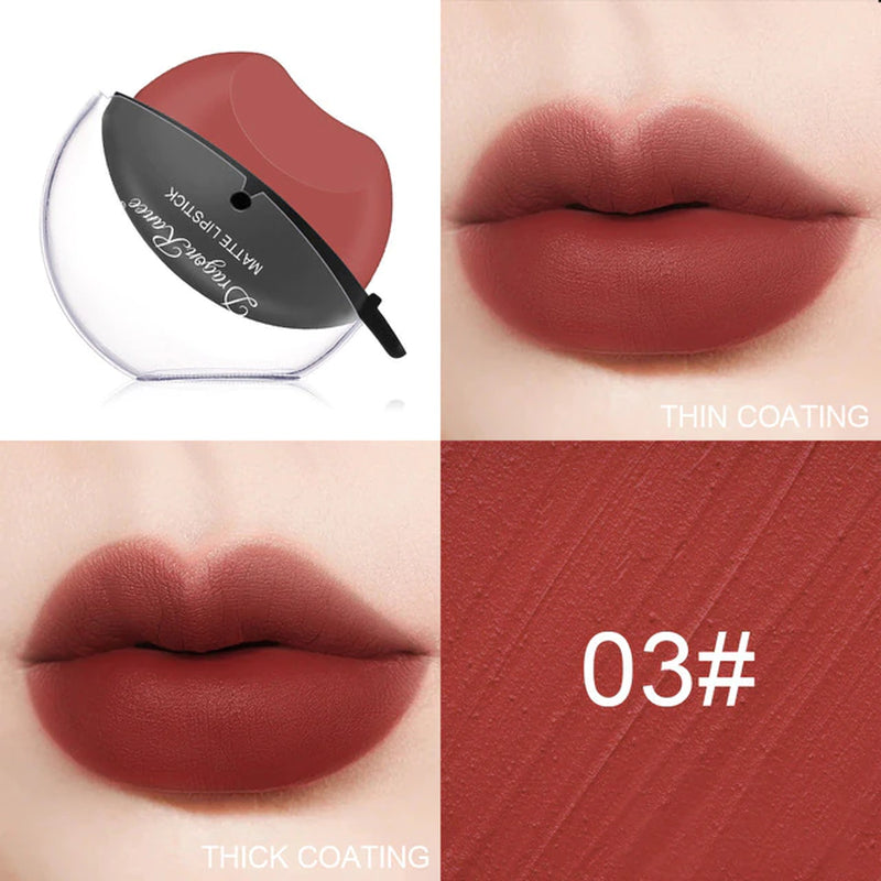 Lip-Shaped Lipstick Makeup Temperature Color Changing Lazy Lipstick Velvet Matte Moisturizing Lip Gloss Waterproof Non-Stick Cup