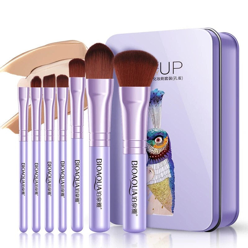 2021 New Hot 7Pcs Makeup Brushes Set Eye Lip Face Foundation Make up Brush Kit Soft Fiber Hair Tools Fastshipping