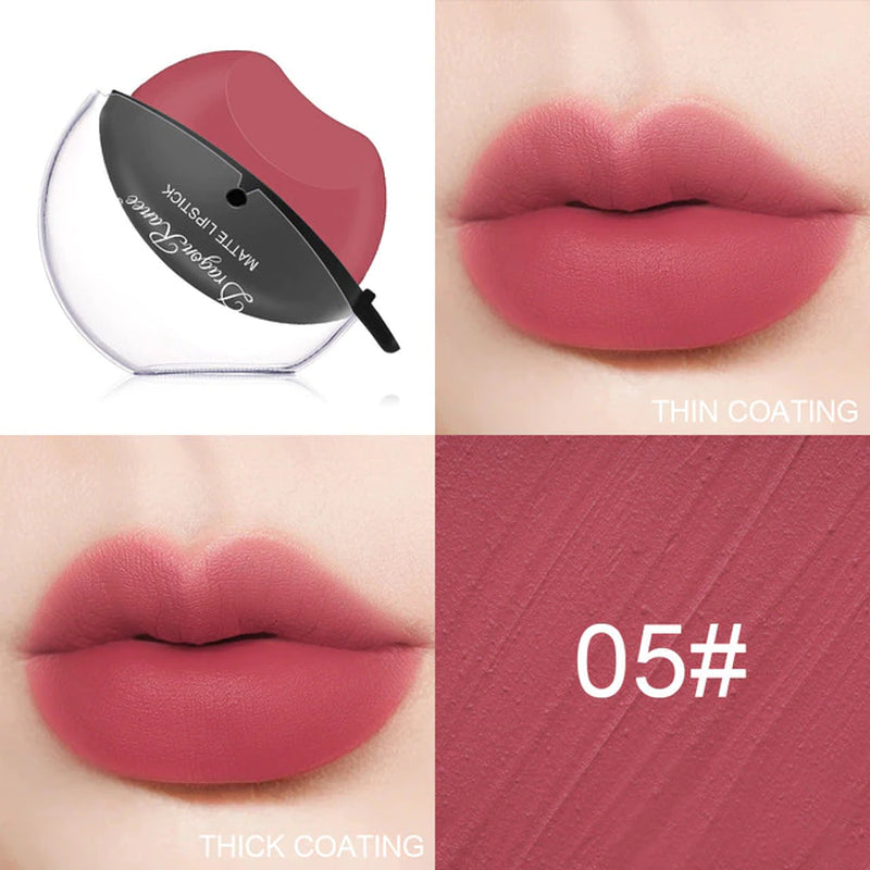 Lip-Shaped Lipstick Makeup Temperature Color Changing Lazy Lipstick Velvet Matte Moisturizing Lip Gloss Waterproof Non-Stick Cup