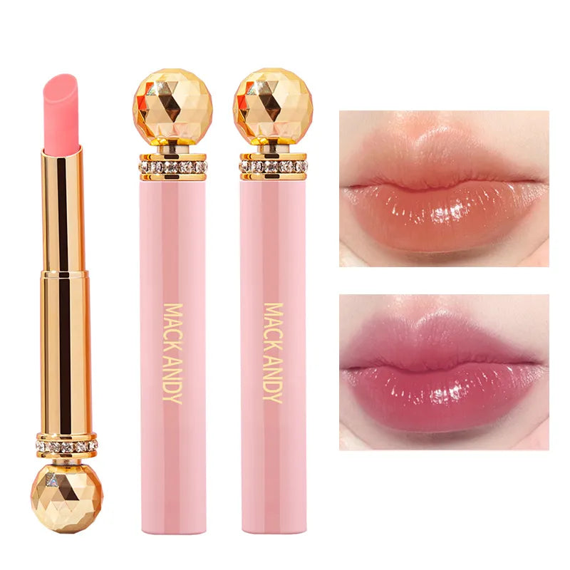 Lovely Peach Lip Balm Lipstick Crystal Temperature Color Change Lip Oil Non-Stick Cup Lipgloss Anti-Wrinkle Moisture Lip Makeup