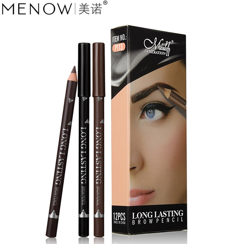 12 Pcs/Set Waterproof Eye Brow Pencil Precise Brow Definer Black Blonde Brown Eyebrow Pen Long Lasting Makeup 3 Colors Cosmetic