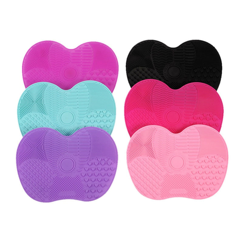 Scrubbing Pad Cosmetic Brush Cleaning Pad Silicone with Suction Cup Apple Cleaner Cleaning Scrubbing Pad Beauty Supplies