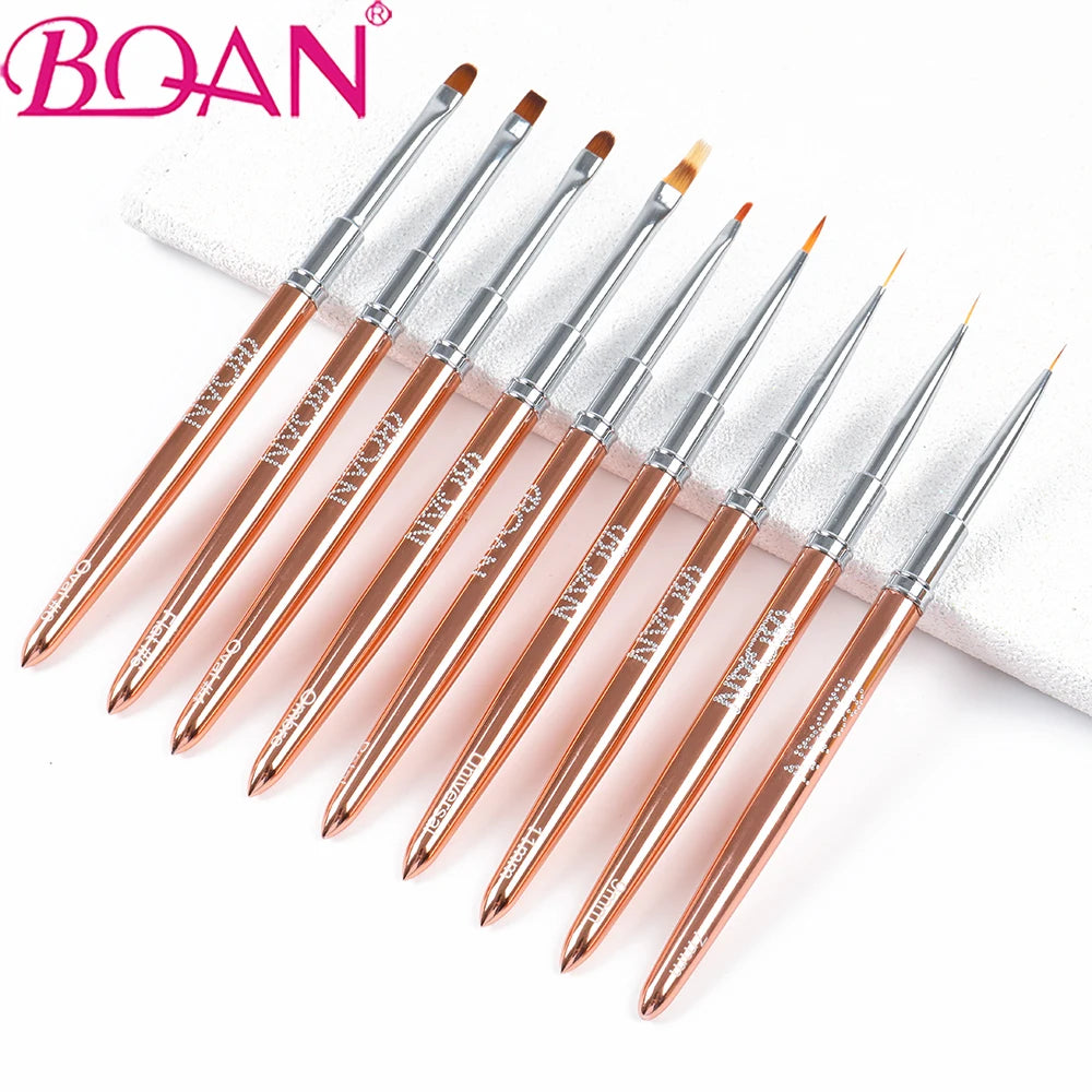 Rose Gold UV Gel Painting Drawing Brush Acrylic Nail Brush Liner Brush Nail Lines Drawing Brushes Manicure Nail Art Tools