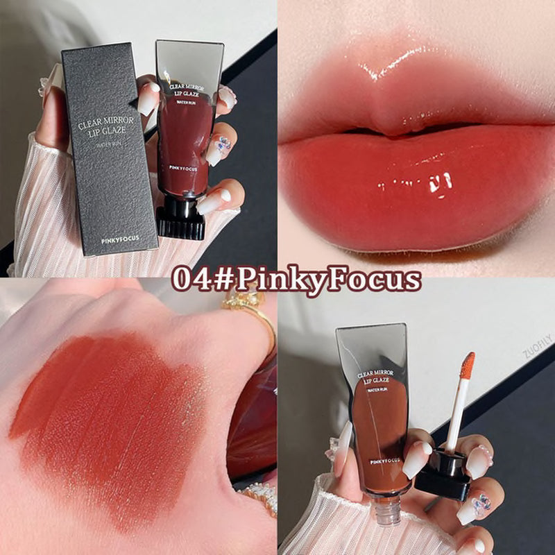 Black Mirror Water Lip Glaze High Gloss Moisturizing Sexy Red Lip Tint Lipstick Makeup Longlasting Color Non-Stick Cup Lip Gloss