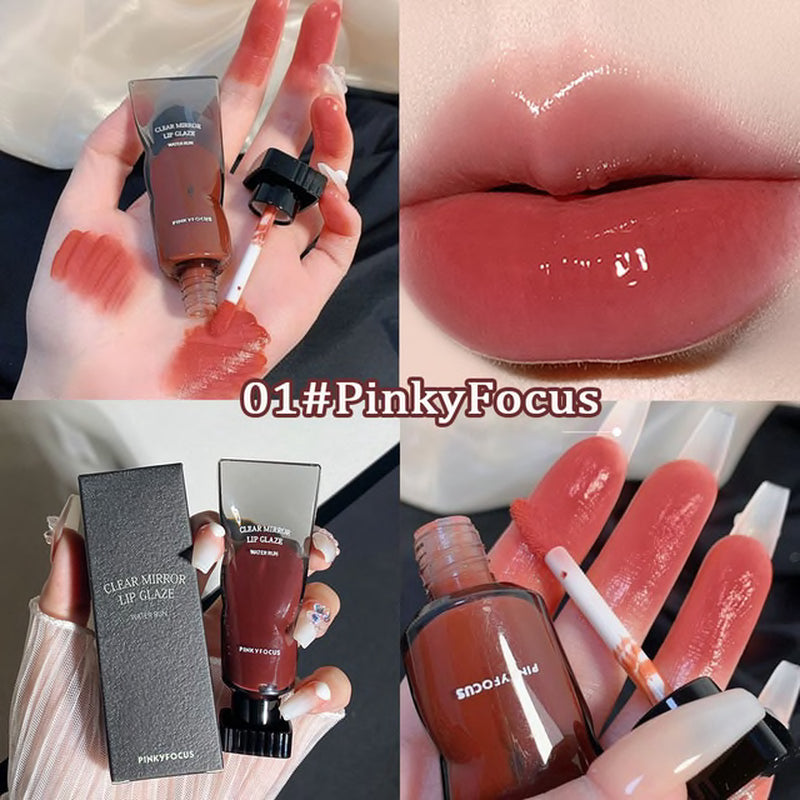 Black Mirror Water Lip Glaze High Gloss Moisturizing Sexy Red Lip Tint Lipstick Makeup Longlasting Color Non-Stick Cup Lip Gloss