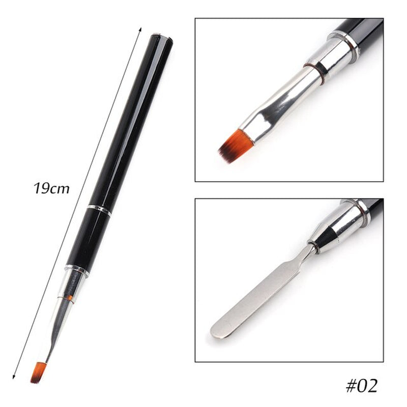 1Pcs Double Size Nail Brush Extension Quick Building Pen Nail Art Brushes Color Palette Manicure Accessories CH064