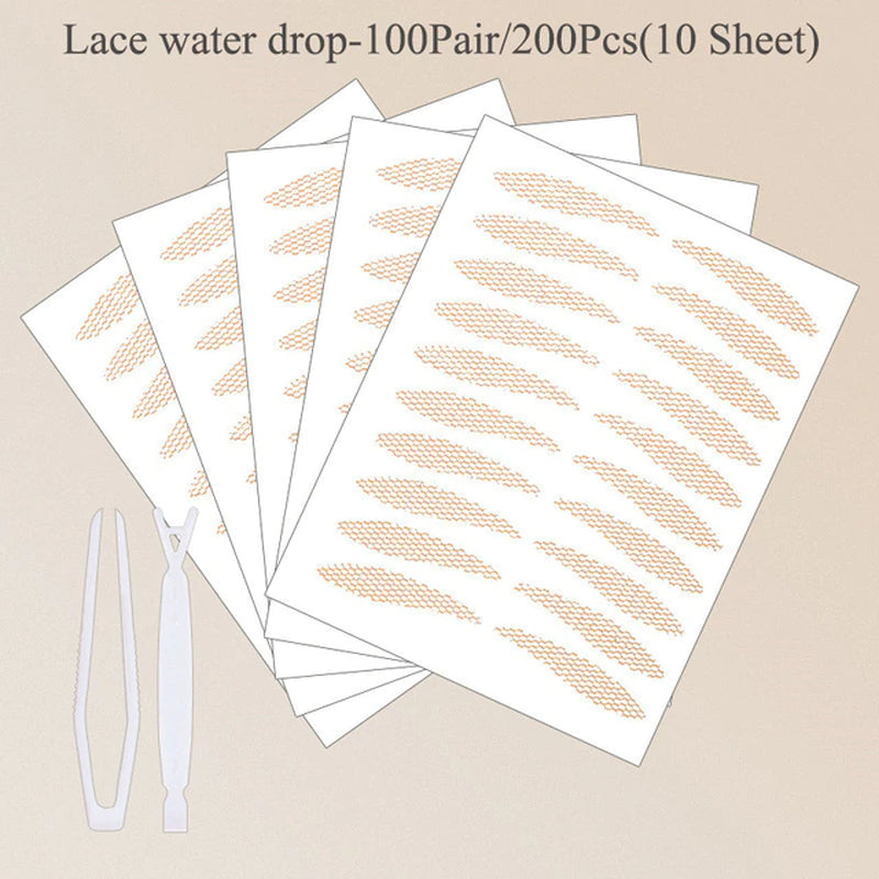 240Pcs Eyelid Tape Sticker Invisible Double Fold Eyelid Lace Paste Clear Beige Stripe Self-Adhesive Natural Eye Tape Makeup Tool