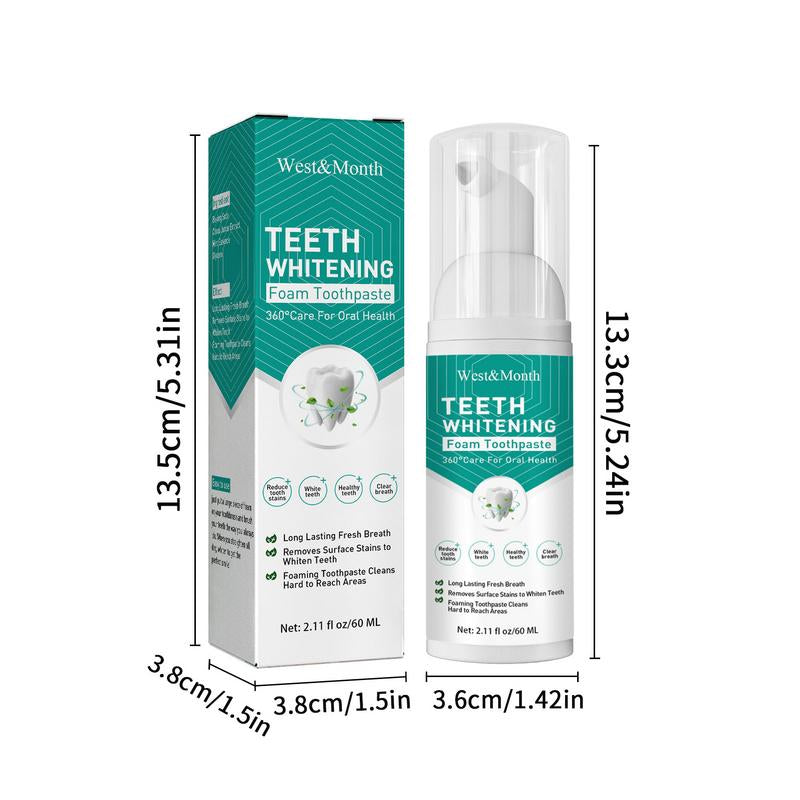 60Ml Teeth Whitening Foam Toothpaste Powerful Whitening without Sensitivity Safe and Effective on Oral Health Original Formula