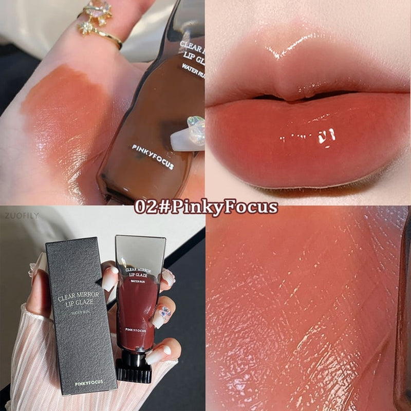 Black Mirror Water Lip Glaze High Gloss Moisturizing Sexy Red Lip Tint Lipstick Makeup Longlasting Color Non-Stick Cup Lip Gloss