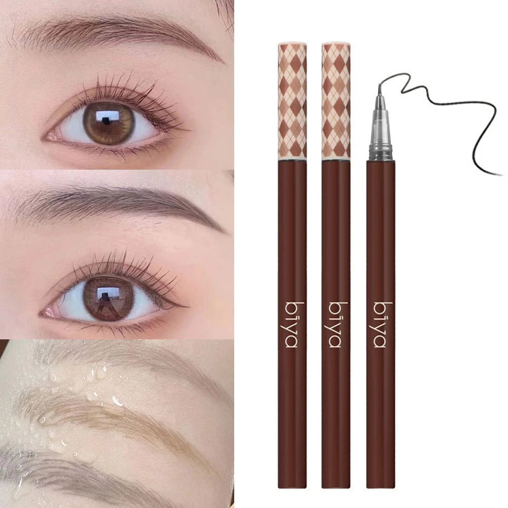 1/2PCS Waterproof Liquid Eyebrow Pencil Easy to Color Sweat-Proof Eyebrow Pen 0.01MM Ultra Thin Head Eye Makeup Cosmetic