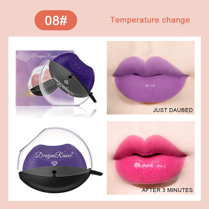 Lip-Shaped Lipstick Makeup Temperature Color Changing Lazy Lipstick Velvet Matte Moisturizing Lip Gloss Waterproof Non-Stick Cup