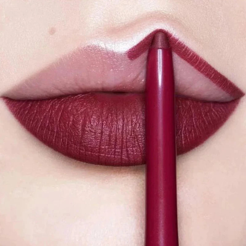 Waterproof Matte Lipliner Pencil Sexy Red Contour Tint Lipstick Lasting Non-Stick Cup Moisturising Lips Makeup Cosmetic 12Color