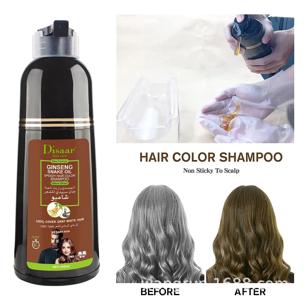 Natural Ginseng Essence Instant Hair Dye Black Shampoo Instant Hair Color Cream Cover Hair Coloringshampoo Glod Red Coffee Brown