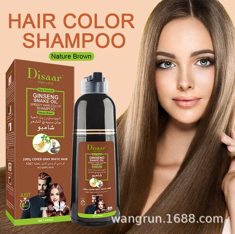 Natural Ginseng Essence Instant Hair Dye Black Shampoo Instant Hair Color Cream Cover Hair Coloringshampoo Glod Red Coffee Brown