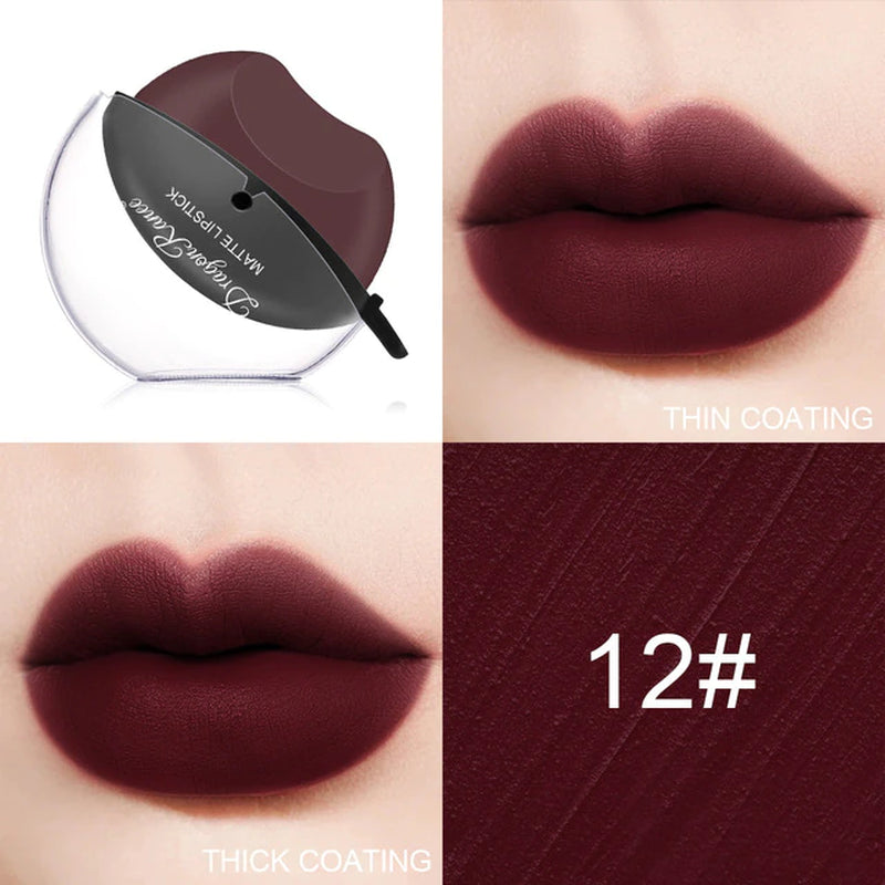 Lip-Shaped Lipstick Makeup Temperature Color Changing Lazy Lipstick Velvet Matte Moisturizing Lip Gloss Waterproof Non-Stick Cup