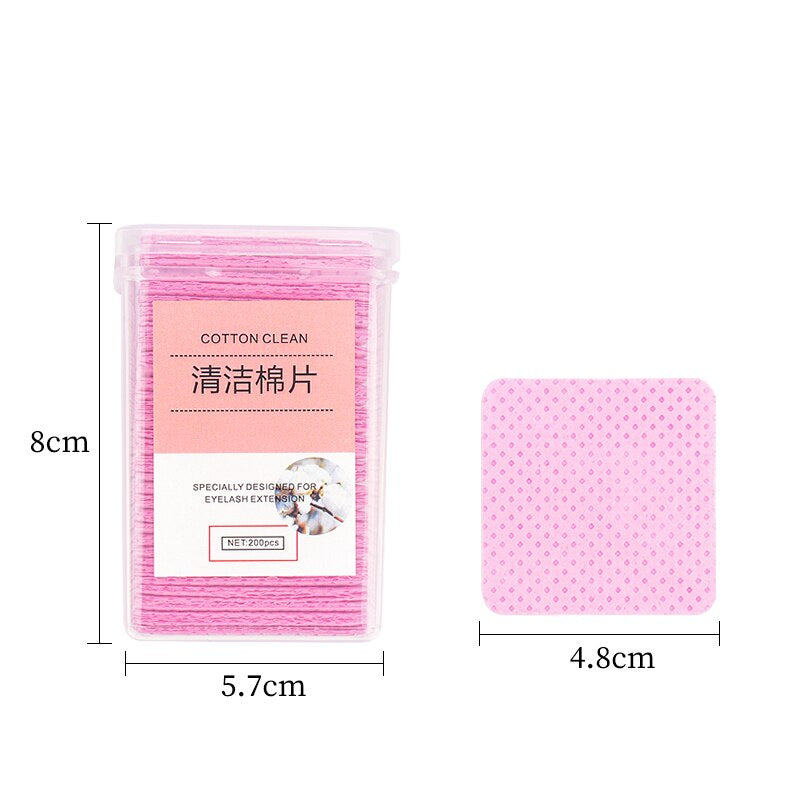 200 Pcs Lint-Free Paper Cotton Wipes Eyelash Glue Remover Wipe Clean Cotton Sheet Nails Art Cleanin Cleaner Pads Manicure Tools