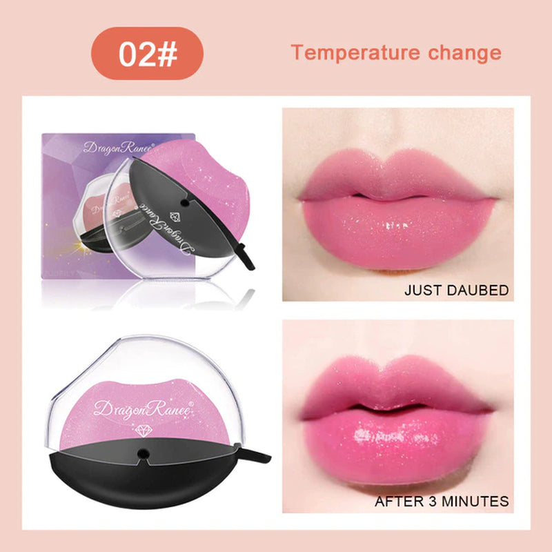 Lip-Shaped Lipstick Makeup Temperature Color Changing Lazy Lipstick Velvet Matte Moisturizing Lip Gloss Waterproof Non-Stick Cup