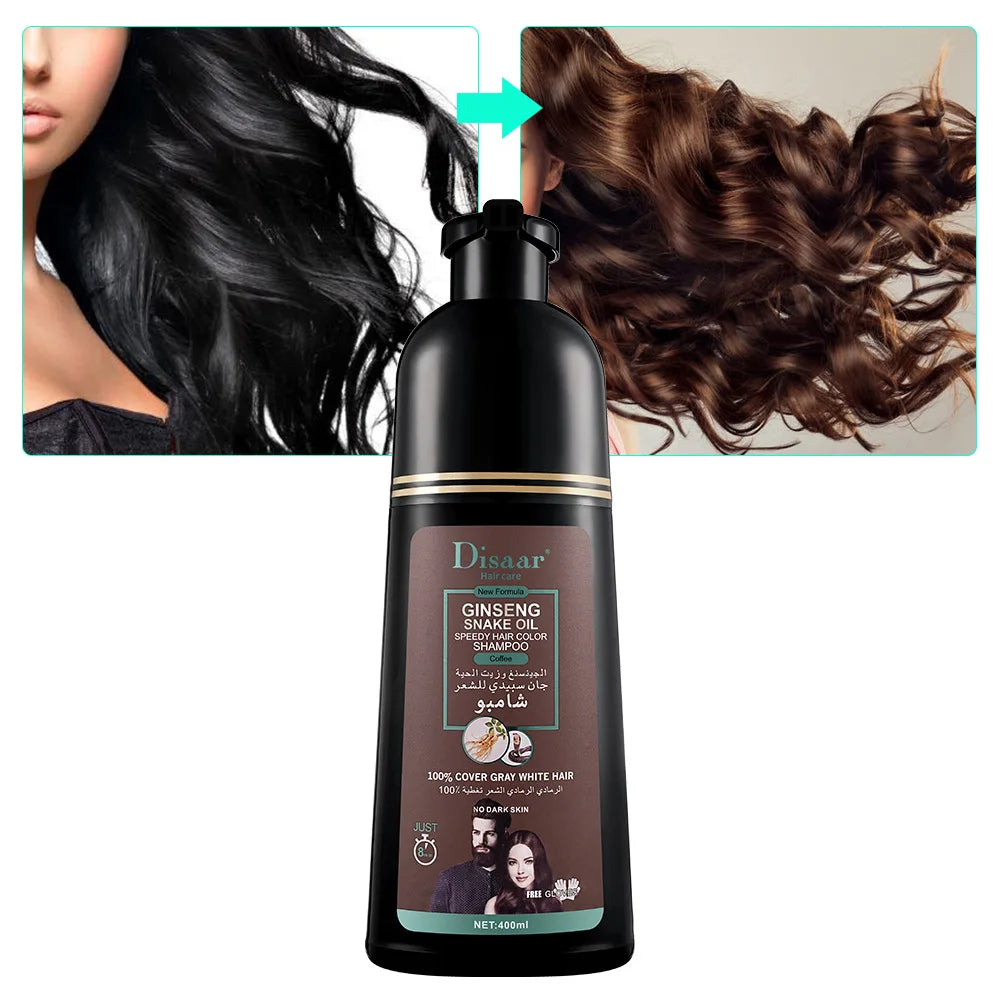 Natural Ginseng Essence Instant Hair Dye Black Shampoo Instant Hair Color Cream Cover Hair Coloringshampoo Glod Red Coffee Brown