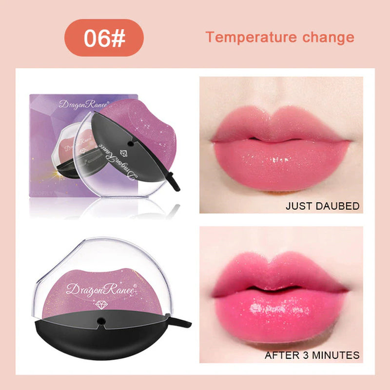 Lip-Shaped Lipstick Makeup Temperature Color Changing Lazy Lipstick Velvet Matte Moisturizing Lip Gloss Waterproof Non-Stick Cup