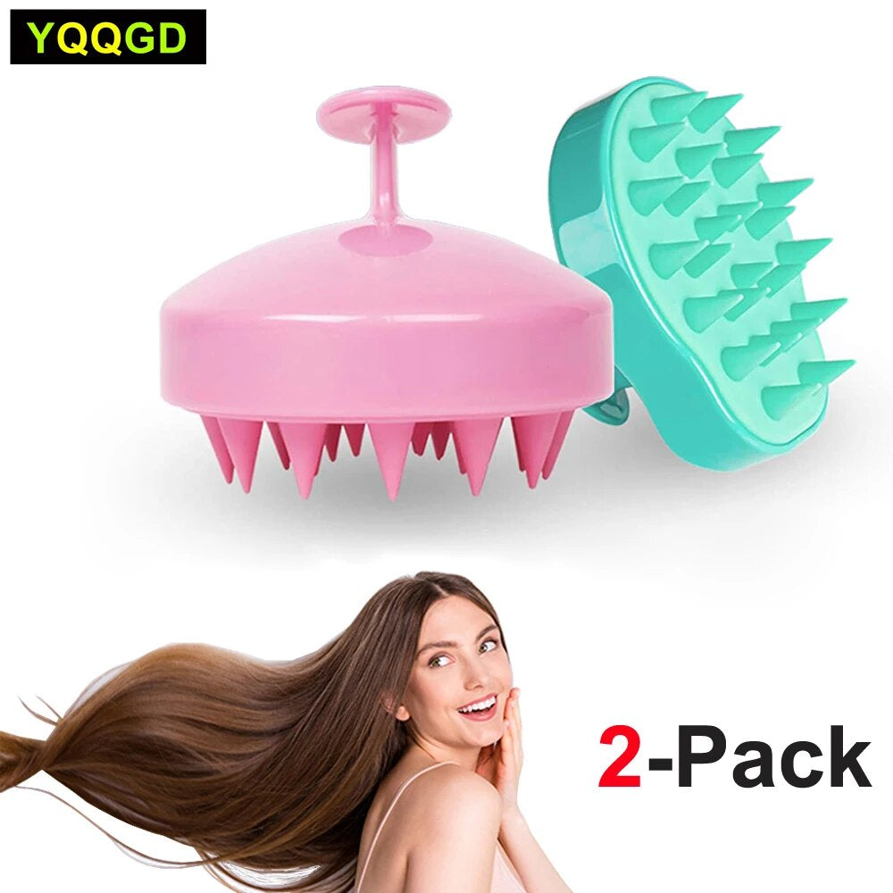 2Pack Hair Scalp Massager Shampoo Brush - Hair Scalp Scrubber Wet Dry Hair Scalp Brush with Silicone Bristle for Remove Dandruff