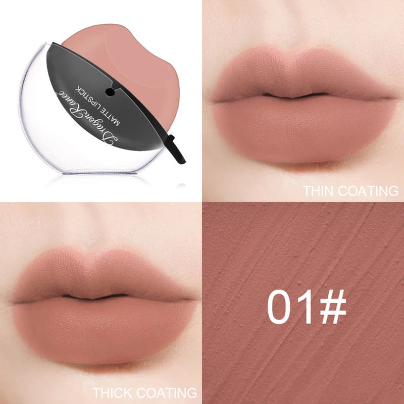 Lip-Shaped Lipstick Makeup Temperature Color Changing Lazy Lipstick Velvet Matte Moisturizing Lip Gloss Waterproof Non-Stick Cup