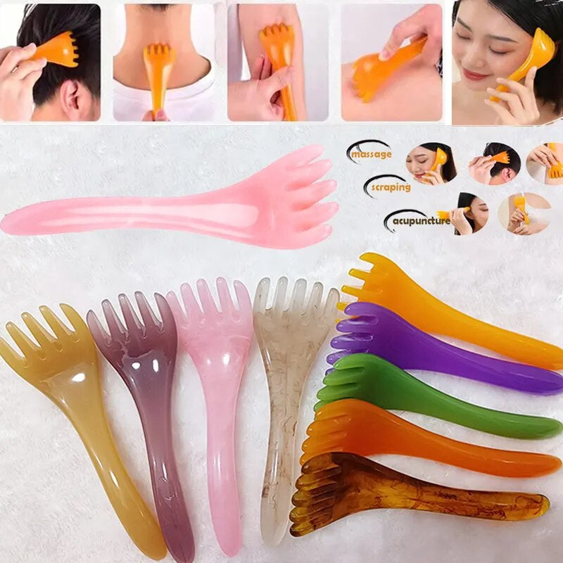 Head Massager Scalp Gua Sha for Body Neck Leg Massage Five-Claw Head Scraping Stick Massage Scraping Claw Massage Visage