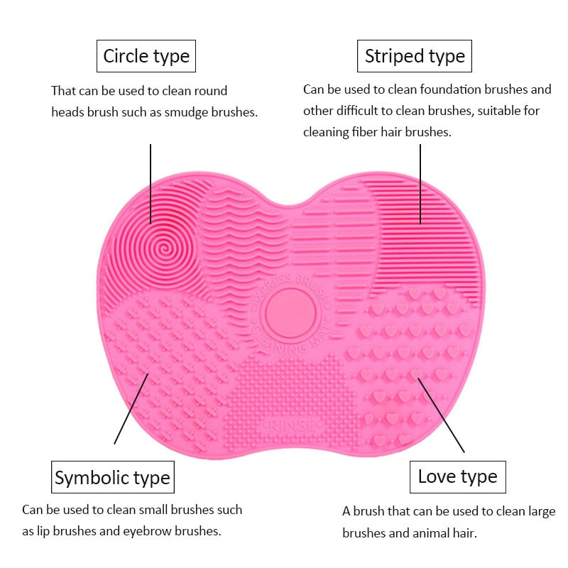 Scrubbing Pad Cosmetic Brush Cleaning Pad Silicone with Suction Cup Apple Cleaner Cleaning Scrubbing Pad Beauty Supplies