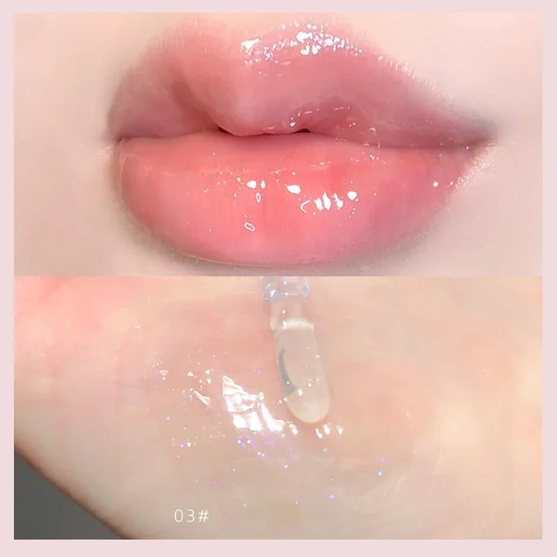 Mirror Water Lip Gloss Water Glossy Lip Glaze Transparent Lip Oil Lasting Liquid Lipstick Clear Glitter Primer Hydrating Plump