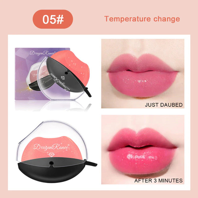 Lip-Shaped Lipstick Makeup Temperature Color Changing Lazy Lipstick Velvet Matte Moisturizing Lip Gloss Waterproof Non-Stick Cup