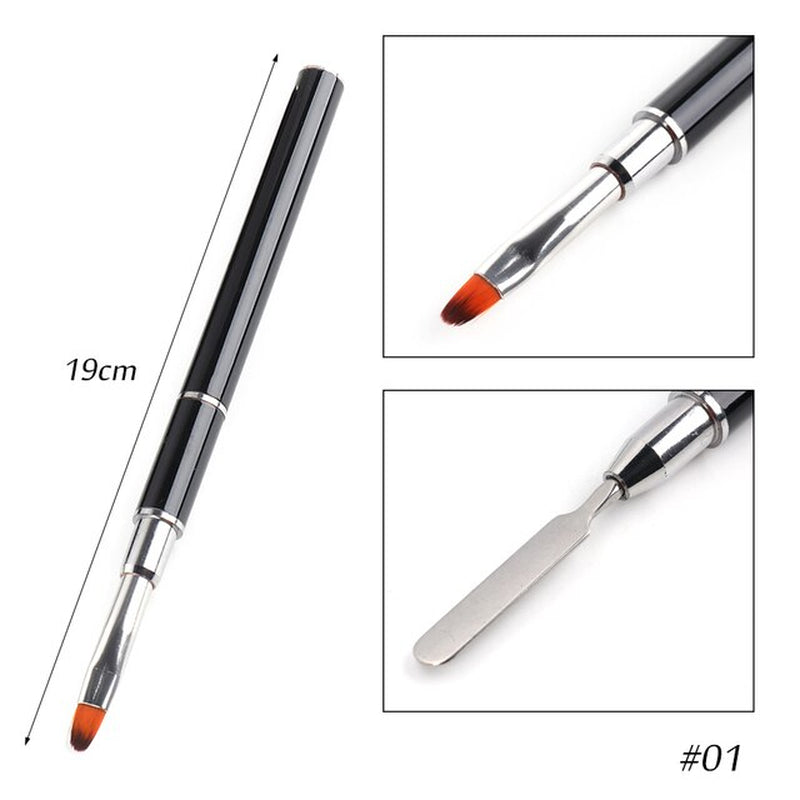 1Pcs Double Size Nail Brush Extension Quick Building Pen Nail Art Brushes Color Palette Manicure Accessories CH064