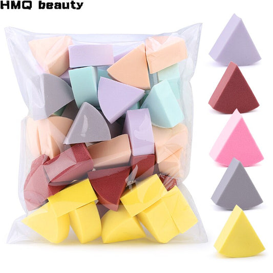 20/50Pcs Fan Shaped Puff Triangle Makeup Blender Morandi Color Liquid Foundation Powder Wet and Dry Sponge Makeup Beauty Tools