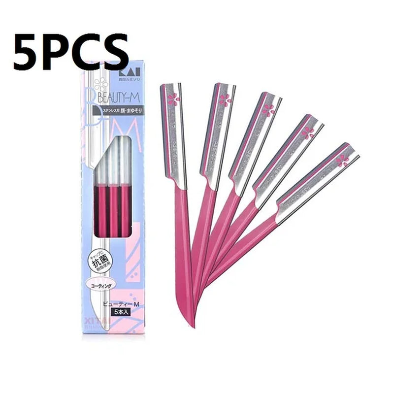 5Pcs Eyebrow Epilator Sets for Women Makeup Beauty Eyebrows Hair Removal Styling Tool Steel Blade Facial Sourcil Razor Trimmer