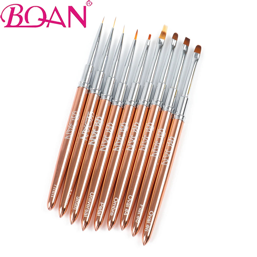 Rose Gold UV Gel Painting Drawing Brush Acrylic Nail Brush Liner Brush Nail Lines Drawing Brushes Manicure Nail Art Tools