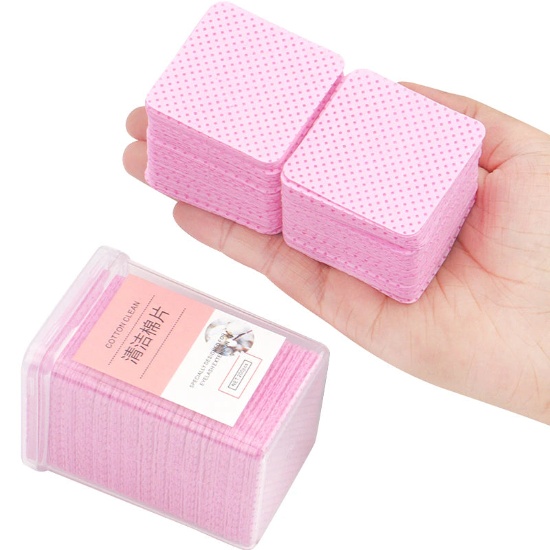 200 Pcs Lint-Free Paper Cotton Wipes Eyelash Glue Remover Wipe Clean Cotton Sheet Nails Art Cleanin Cleaner Pads Manicure Tools