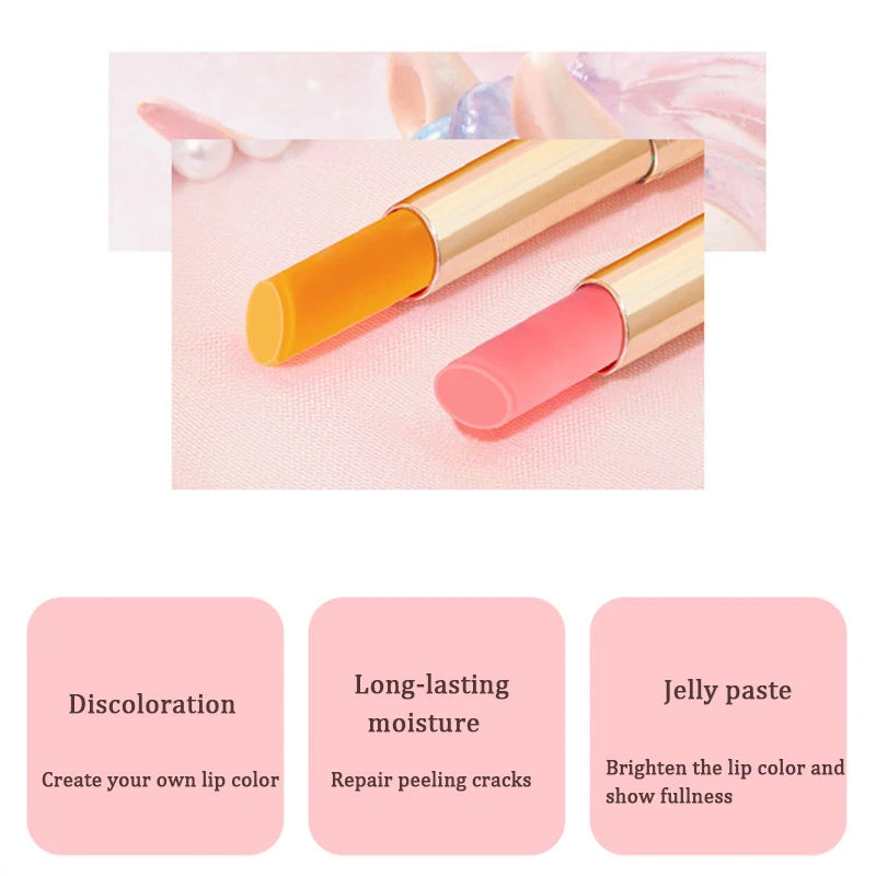 Lovely Peach Lip Balm Lipstick Crystal Temperature Color Change Lip Oil Non-Stick Cup Lipgloss Anti-Wrinkle Moisture Lip Makeup