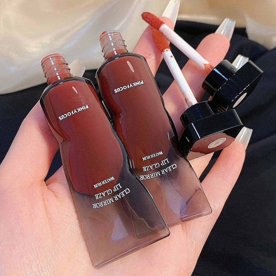 Black Mirror Water Lip Glaze High Gloss Moisturizing Sexy Red Lip Tint Lipstick Makeup Longlasting Color Non-Stick Cup Lip Gloss